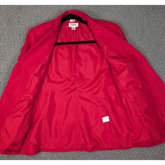 Talbots Blazer Women Sz 10 Petite Red Irish Linen 3 Button Red Career Pockets - Picture 4 of 11